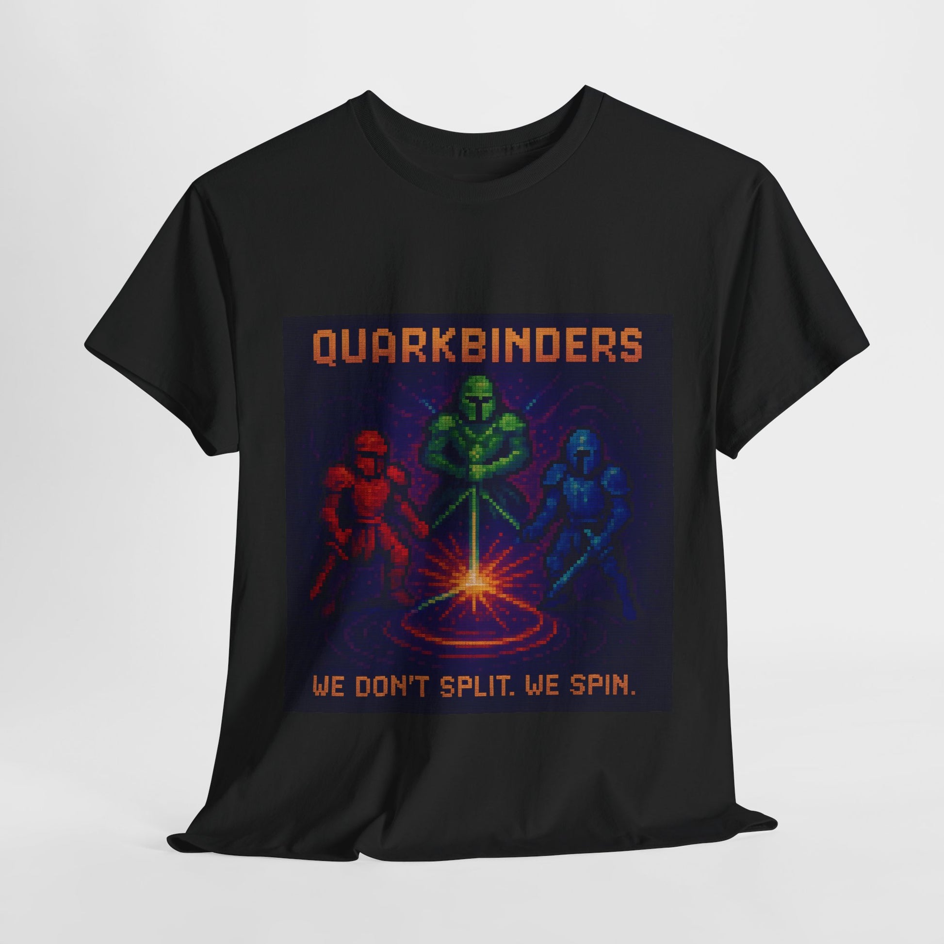 Quarkbinders – Strong Nuclear Force / Tri-Color Spin Lock Pixel Tee - PixelatedPhysics