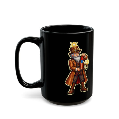 Faradax – Faraday’s Law pixel-art physics mug, black ceramic, view 7