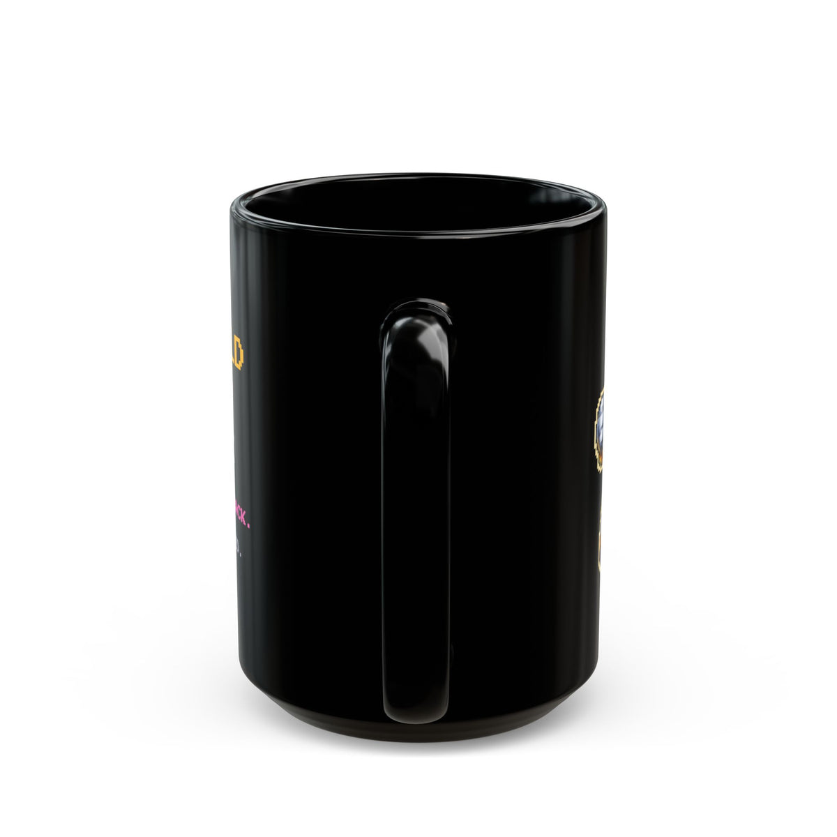 Springald – Hooke’s Law pixel-art physics mug, black ceramic, view 8