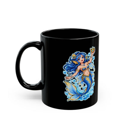 Buoyara – Archimedes’ Principle pixel-art physics mug, black ceramic, view 4