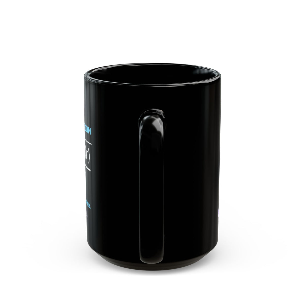 Umbrar – Dark Matter pixel-art physics mug, black ceramic, view 8