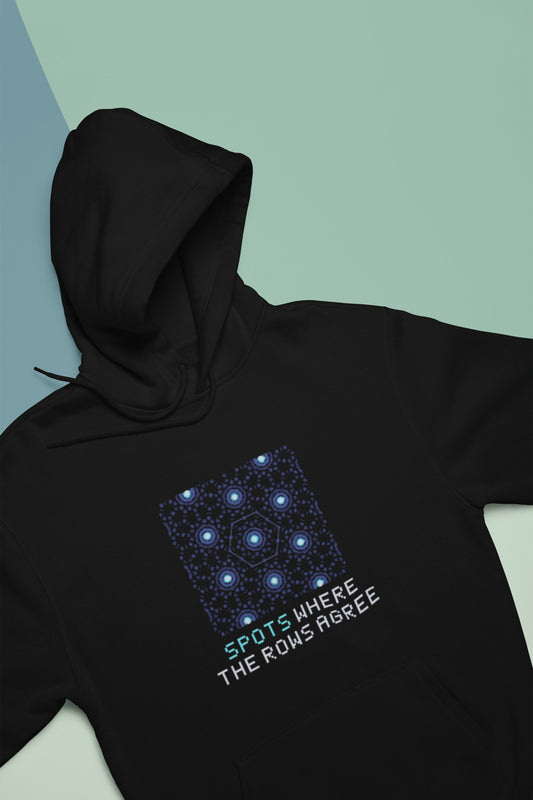 Diffraction Hoodie – SPOTS WHERE THE ROWS AGREE | Pixelated Physics – flat front