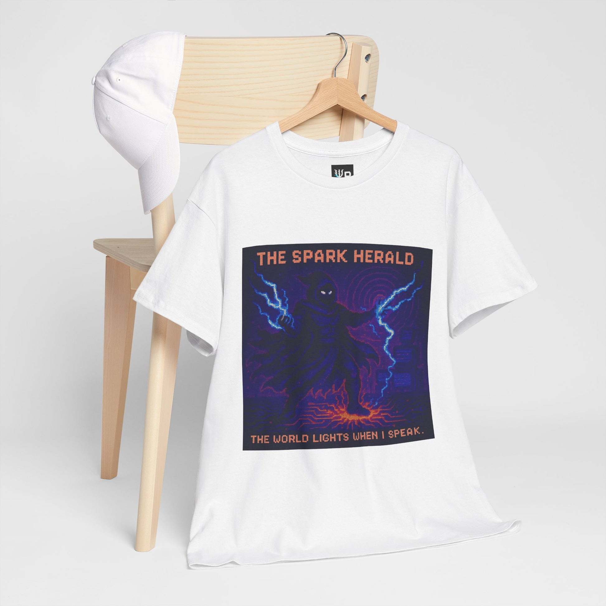 The Spark Herald – Electromagnetism / Lightning Command Pixel Tee - PixelatedPhysics