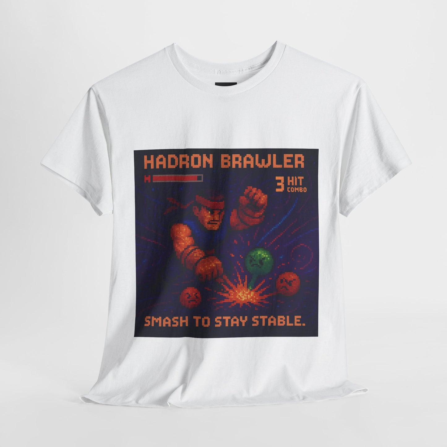 Hadron Brawler – Strong Nuclear Force / Smash Stability Pixel Tee - PixelatedPhysics