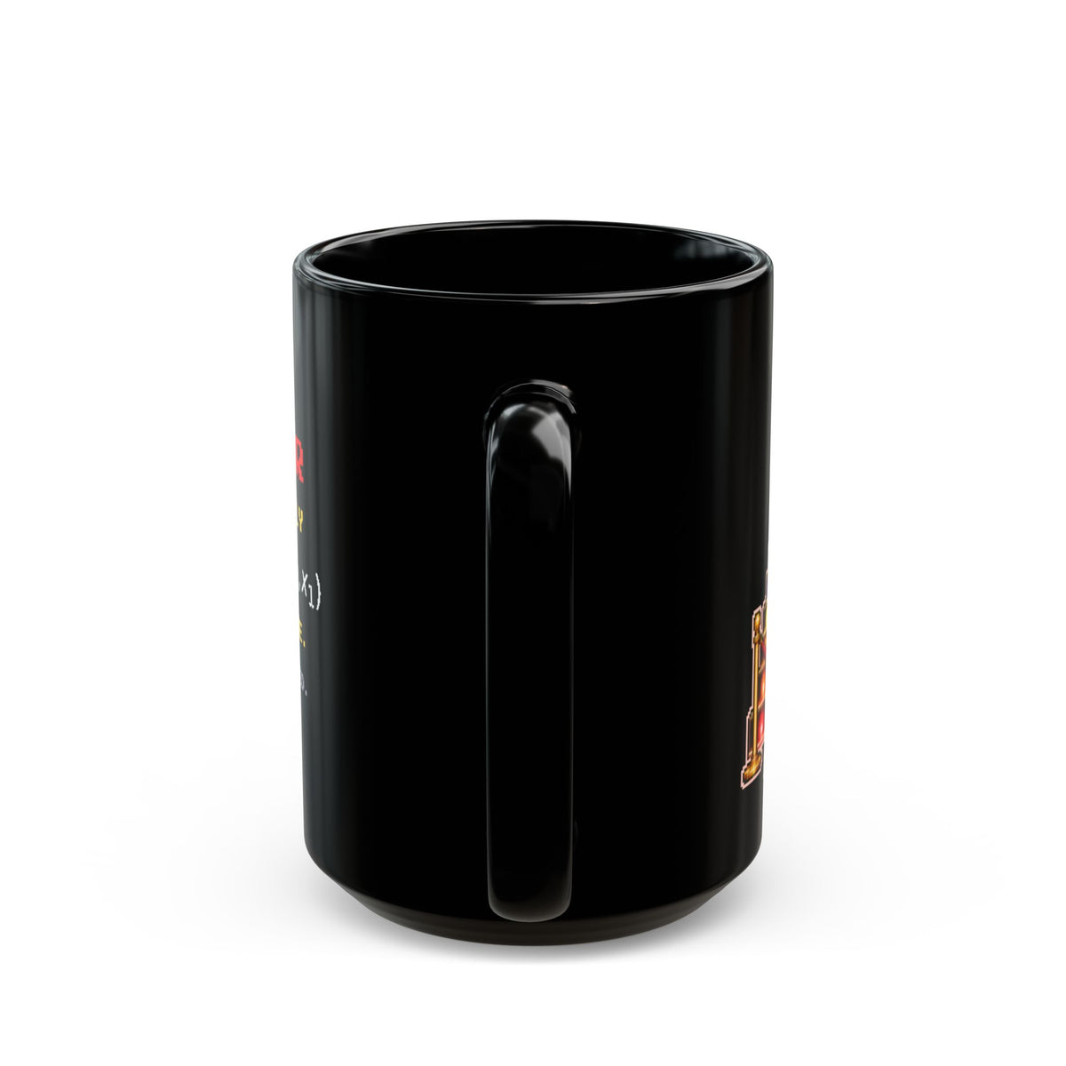 Exclusor – Pauli Exclusion pixel-art physics mug, black ceramic, view 8