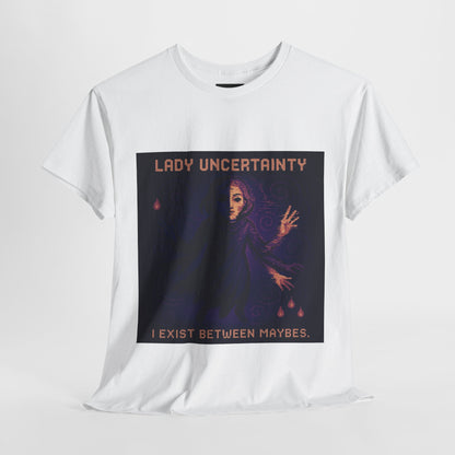 Lady Uncertainty – Quantum Mechanics / Heisenberg’s Limit Pixel Tee - PixelatedPhysics