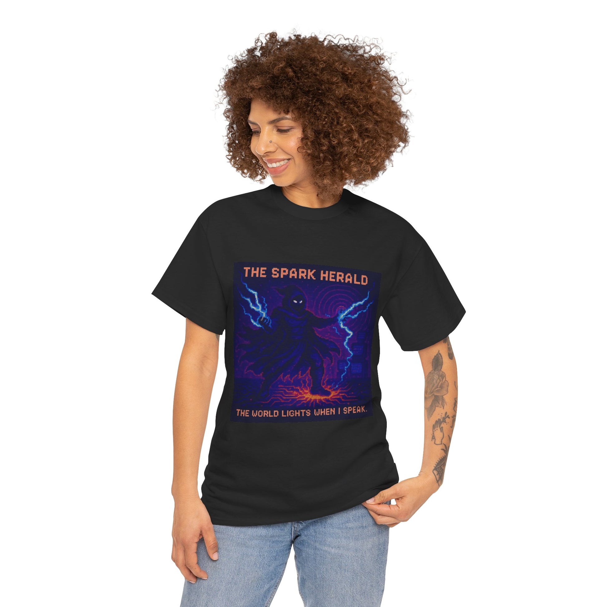 The Spark Herald – Electromagnetism / Lightning Command Pixel Tee - PixelatedPhysics