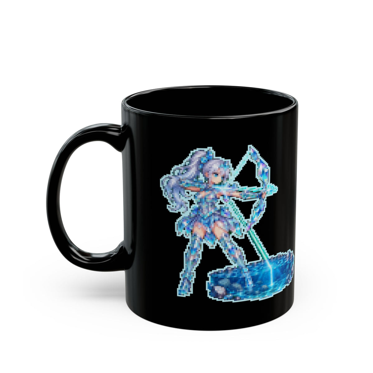 Refracta – Snell’s Law pixel-art physics mug, black ceramic, view 4