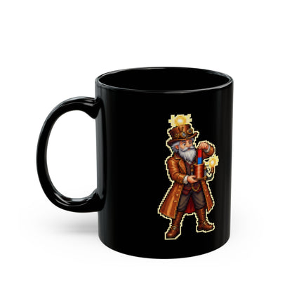 Faradax – Faraday’s Law pixel-art physics mug, black ceramic, view 4