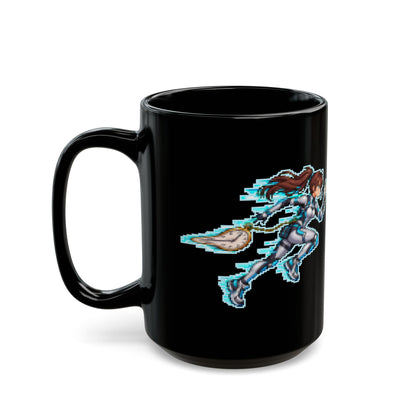 Dilatia – Time Dilation pixel-art physics mug, black ceramic, view 7