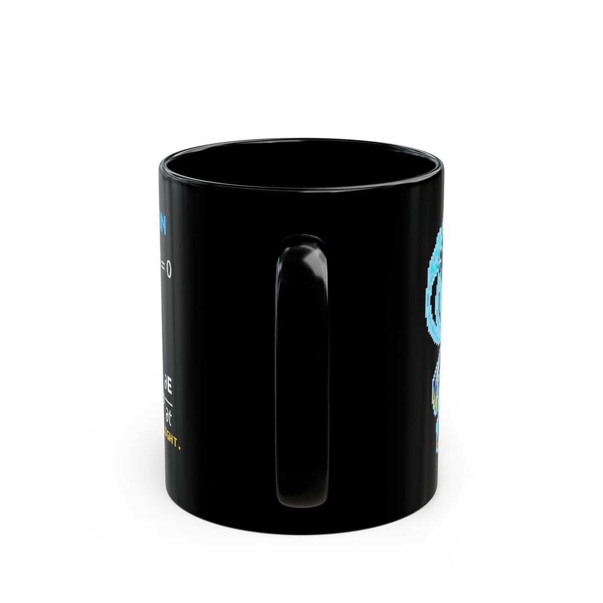 Maxwellion – Maxwell’s Equations pixel-art physics mug, black ceramic, view 5