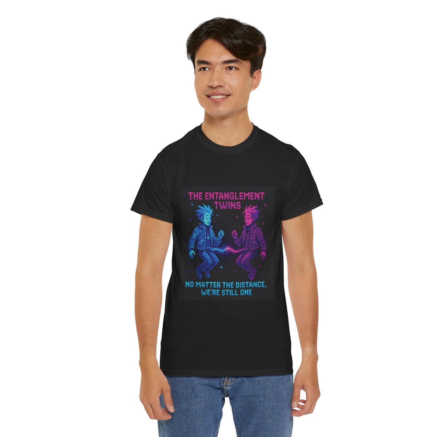 The Entanglement Twins – Quantum Entanglement Pixel Tee - PixelatedPhysics