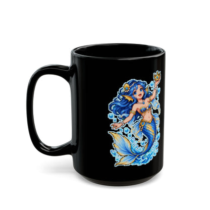 Buoyara – Archimedes’ Principle pixel-art physics mug, black ceramic, view 7