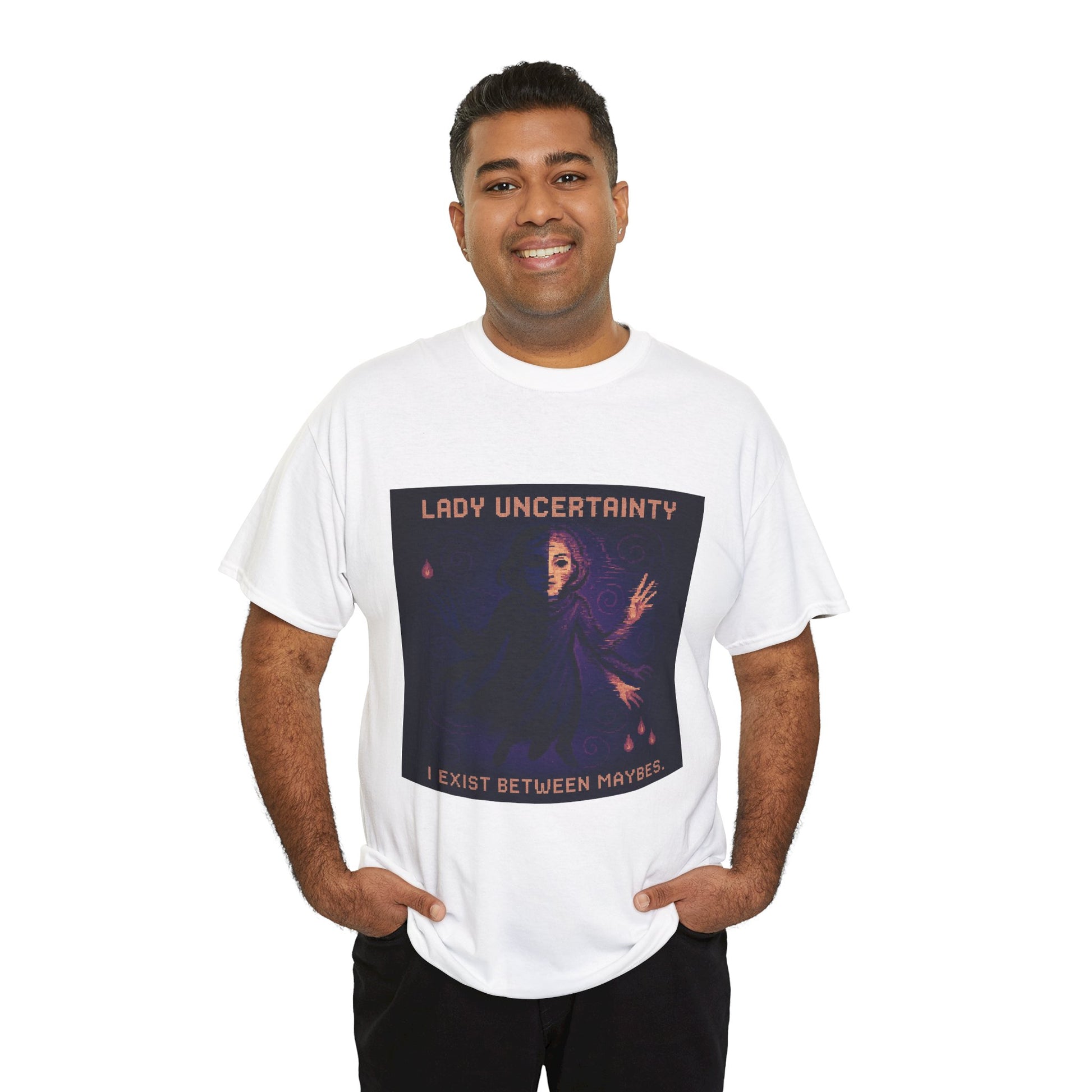 Lady Uncertainty – Quantum Mechanics / Heisenberg’s Limit Pixel Tee - PixelatedPhysics