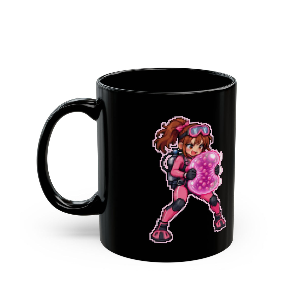 Boylina – Boyle’s Law pixel-art physics mug, black ceramic, view 4