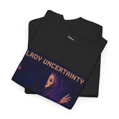 Lady Uncertainty – Quantum Mechanics / Heisenberg’s Limit Pixel Tee - PixelatedPhysics