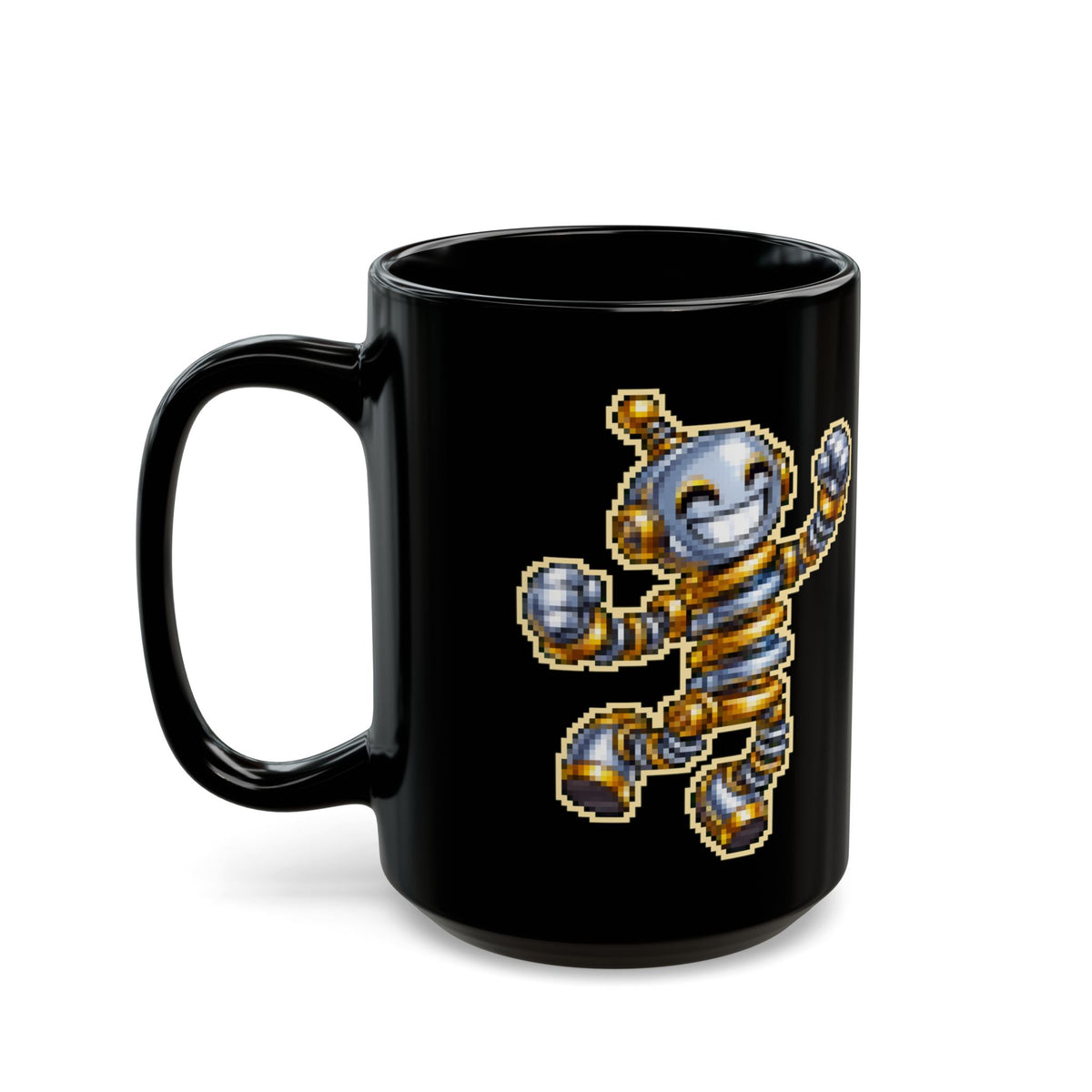 Springald – Hooke’s Law pixel-art physics mug, black ceramic, view 7
