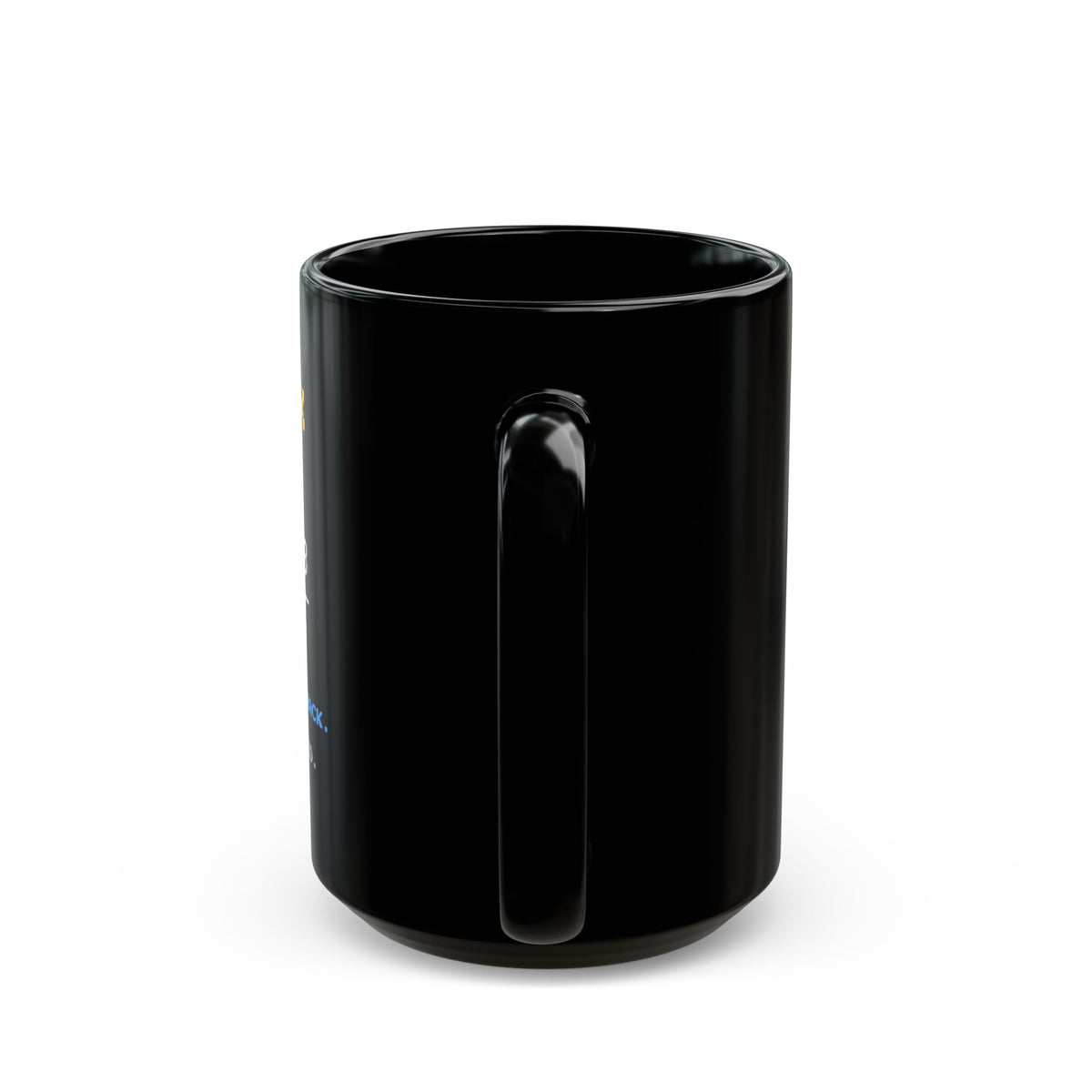 Faradax – Faraday’s Law pixel-art physics mug, black ceramic, view 8