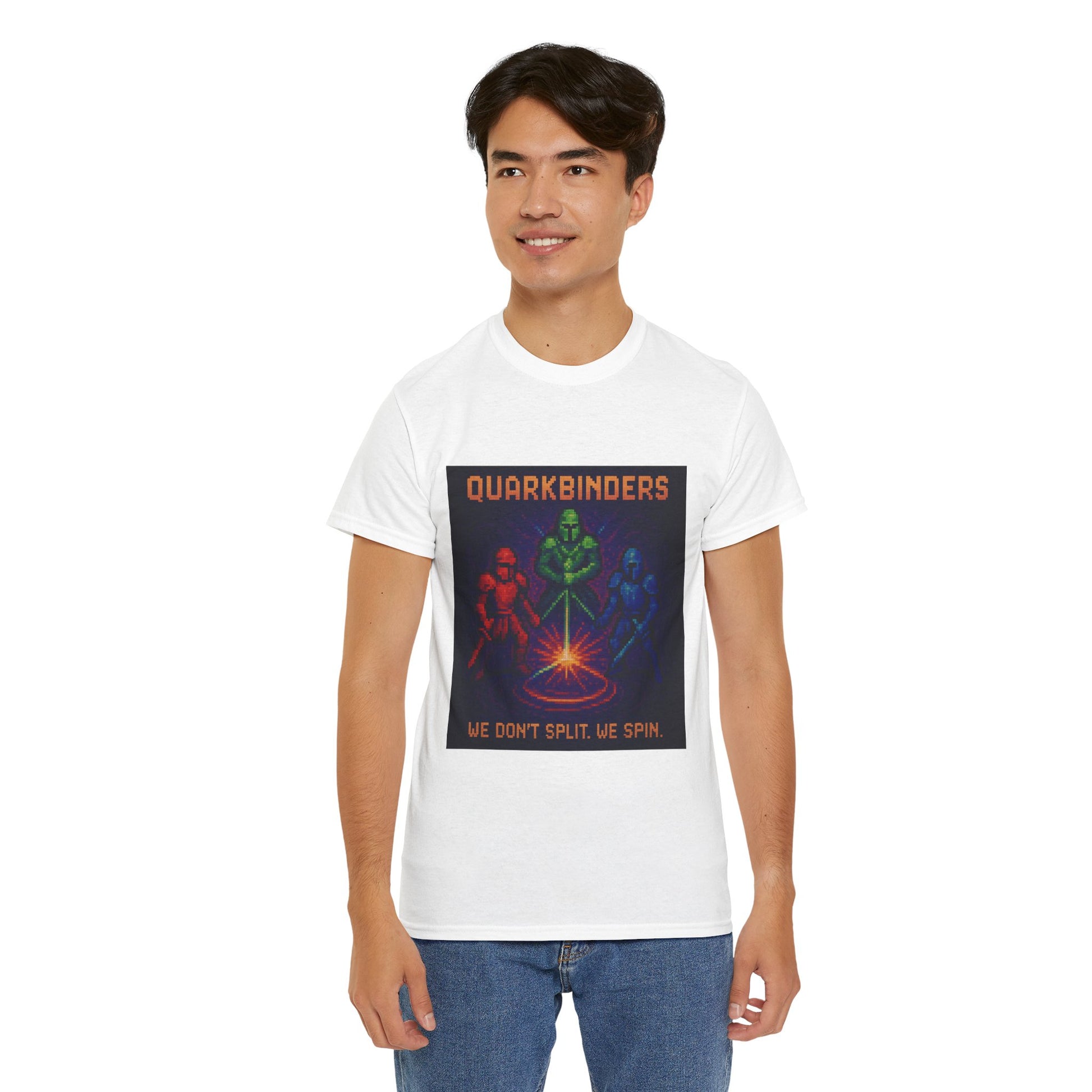 Quarkbinders – Strong Nuclear Force / Tri-Color Spin Lock Pixel Tee - PixelatedPhysics