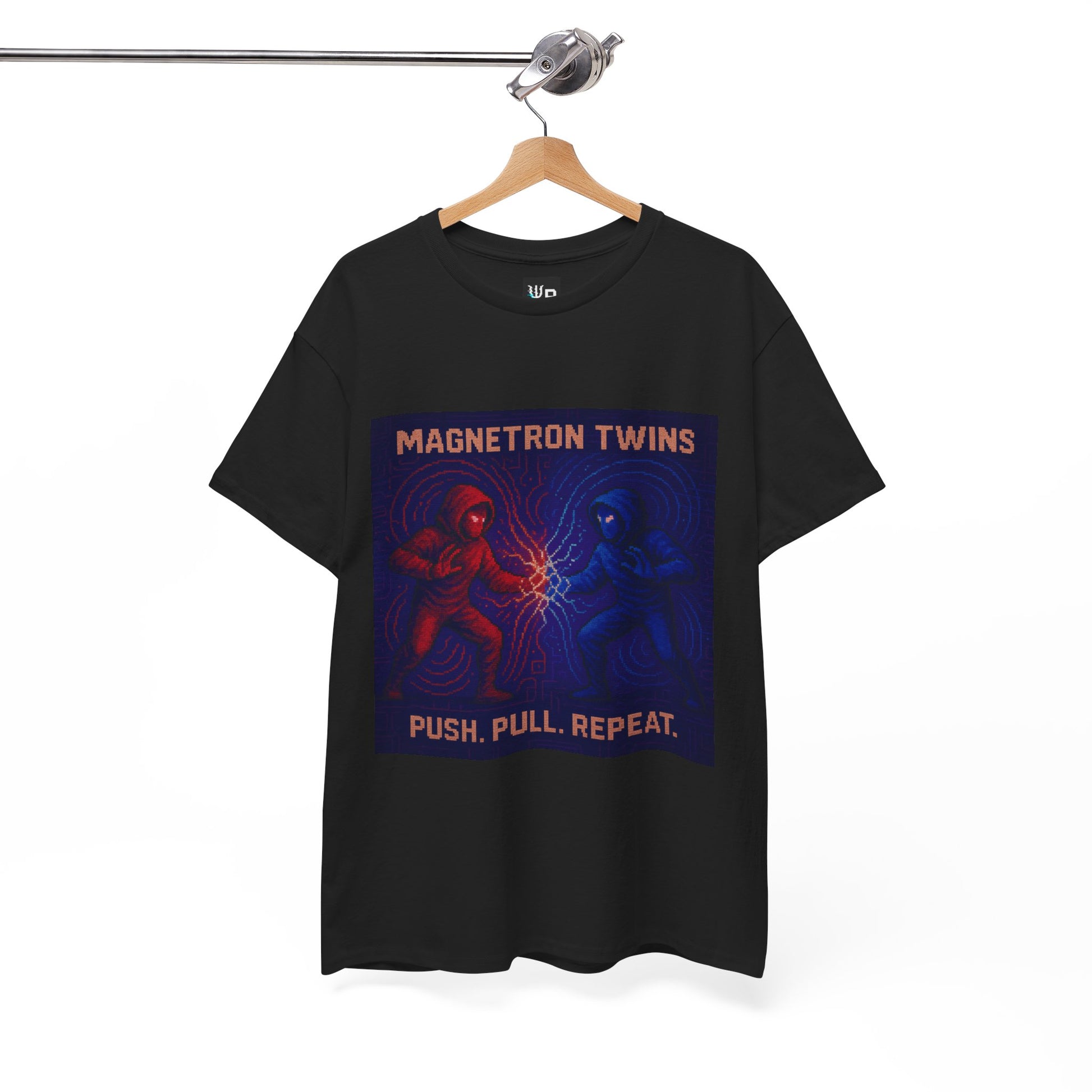 Magnetron Twins – Electromagnetism / Polarity Lock Pixel Tee - PixelatedPhysics