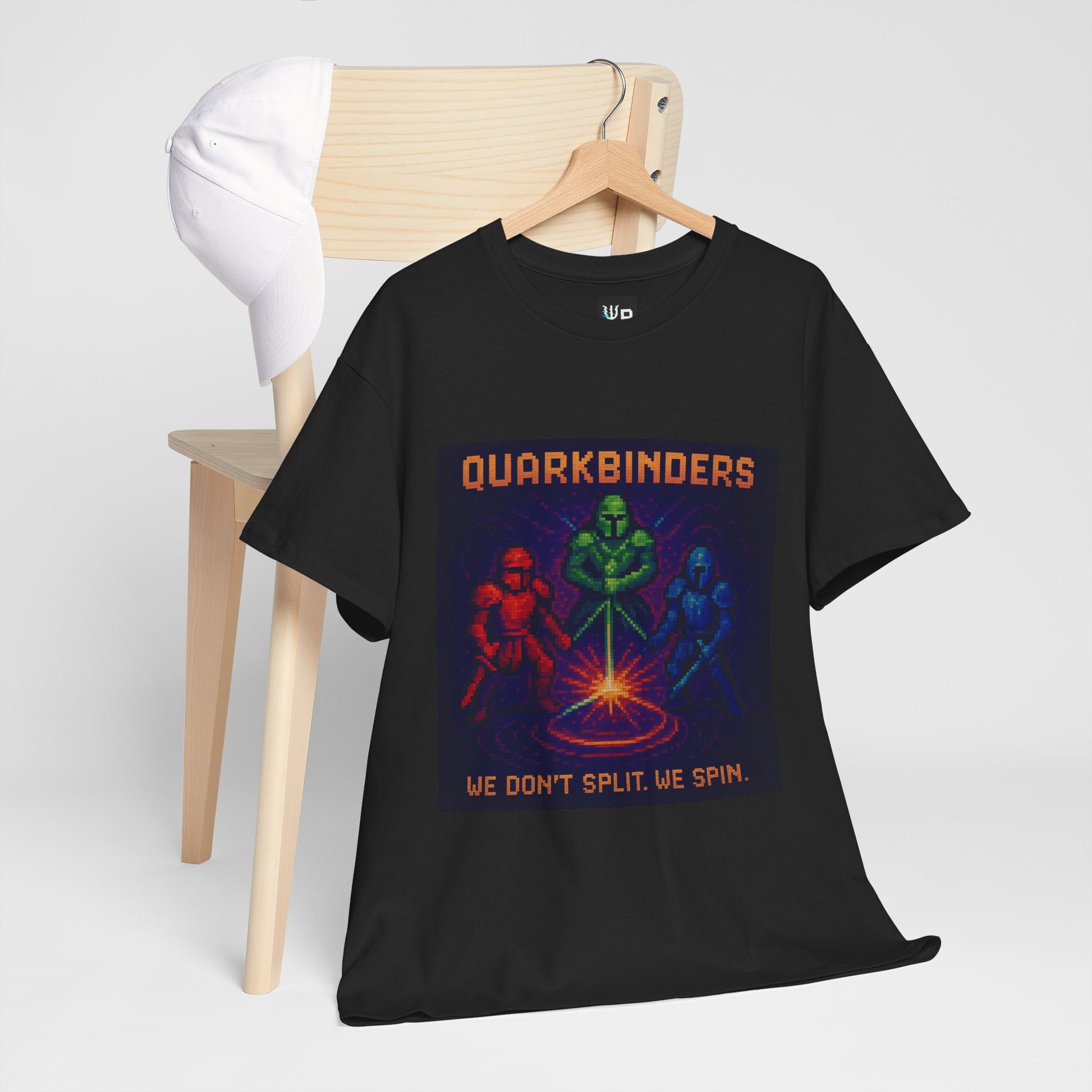 Quarkbinders – Strong Nuclear Force / Tri-Color Spin Lock Pixel Tee - PixelatedPhysics