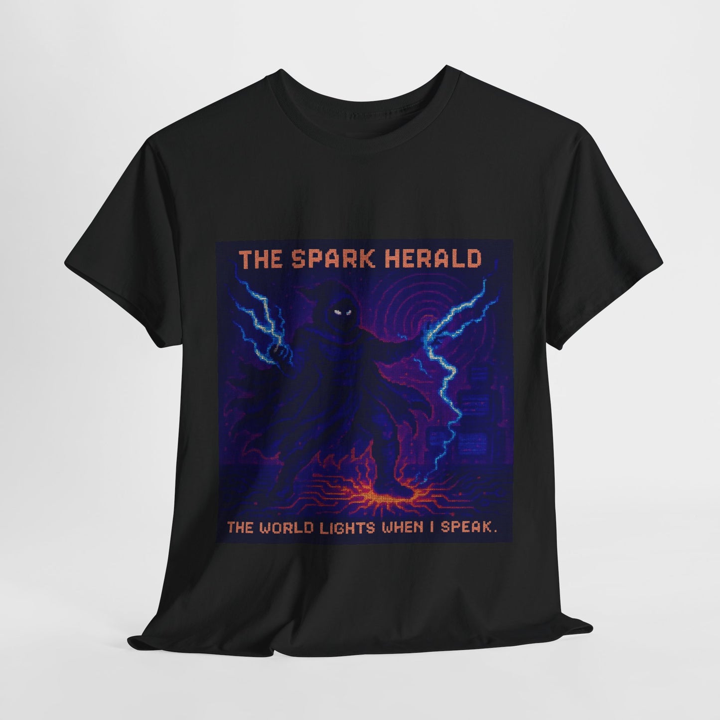 The Spark Herald – Electromagnetism / Lightning Command Pixel Tee - PixelatedPhysics