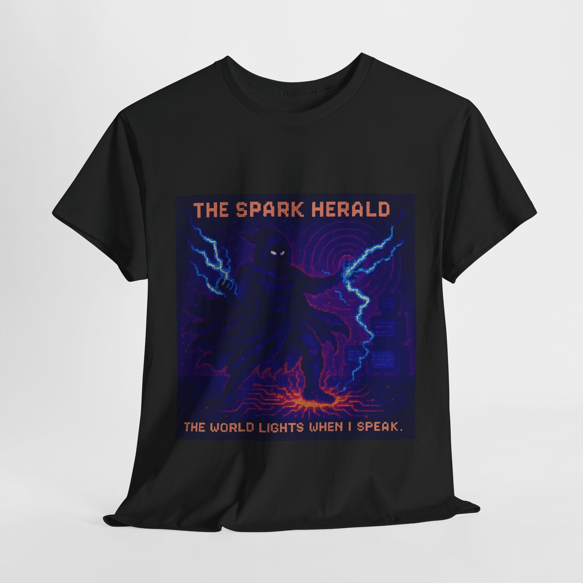 The Spark Herald – Electromagnetism / Lightning Command Pixel Tee - PixelatedPhysics