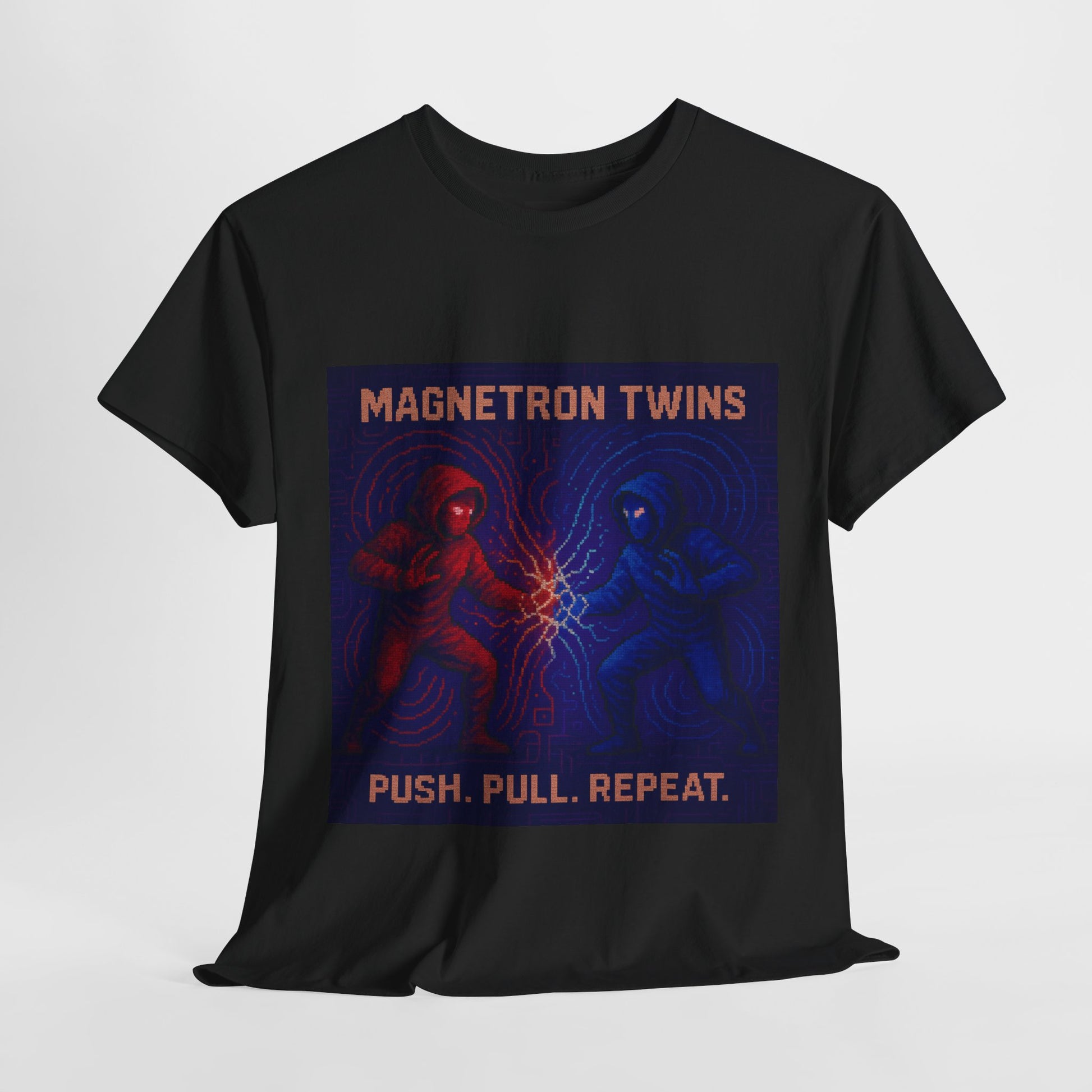 Magnetron Twins – Electromagnetism / Polarity Lock Pixel Tee - PixelatedPhysics