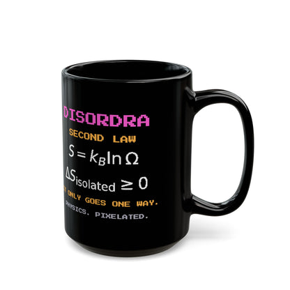 Disordra – Entropy pixel-art physics mug, black ceramic, view 6