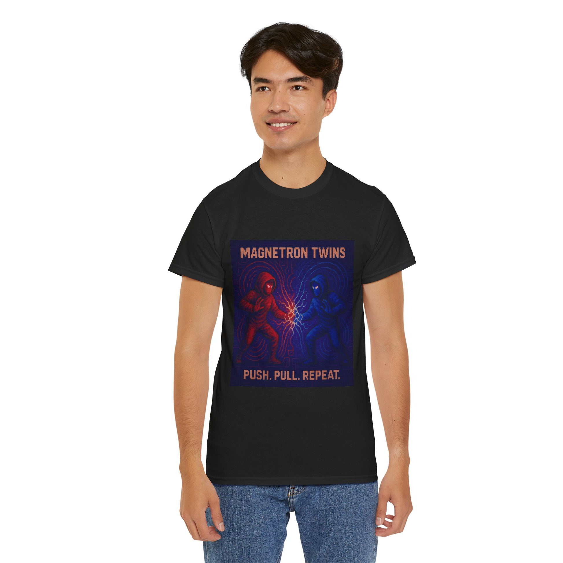 Magnetron Twins – Electromagnetism / Polarity Lock Pixel Tee - PixelatedPhysics