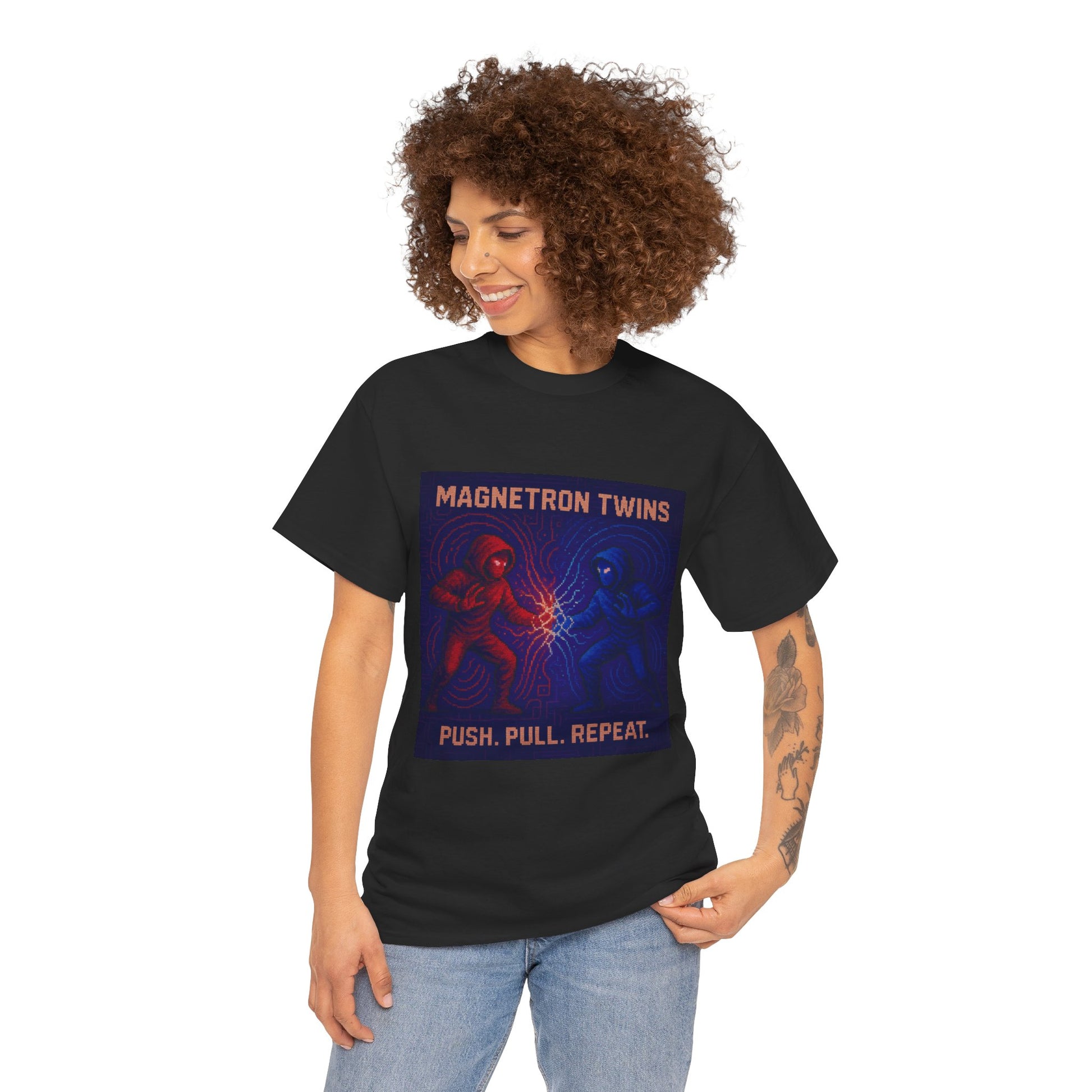 Magnetron Twins – Electromagnetism / Polarity Lock Pixel Tee - PixelatedPhysics