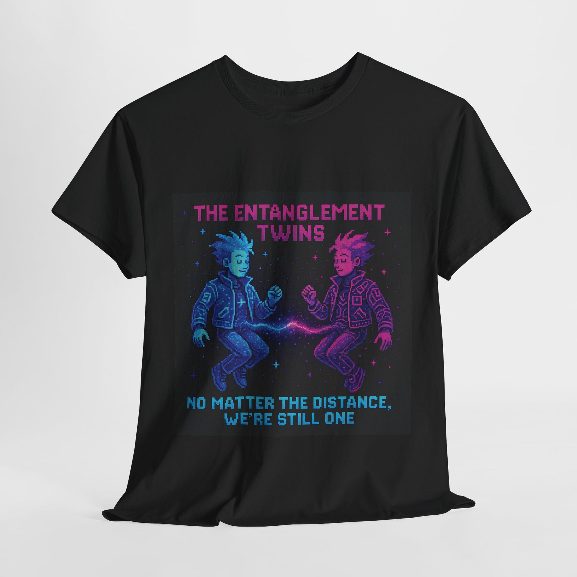 The Entanglement Twins – Quantum Entanglement Pixel Tee - PixelatedPhysics