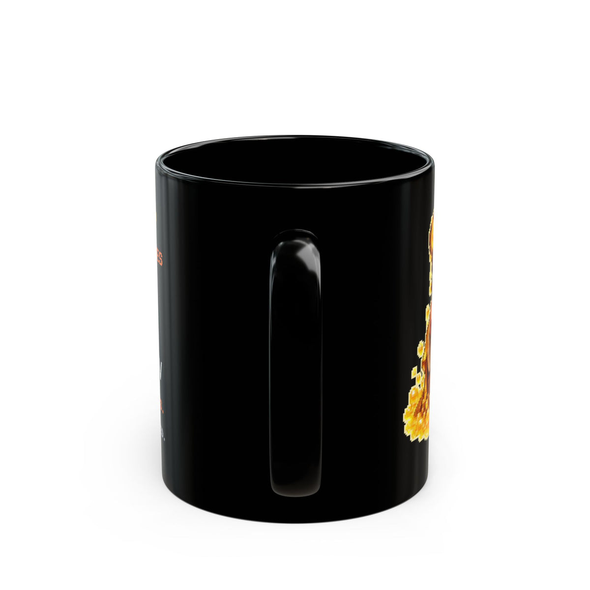 Higgsby – Higgs Mechanism pixel-art physics mug, black ceramic, view 5