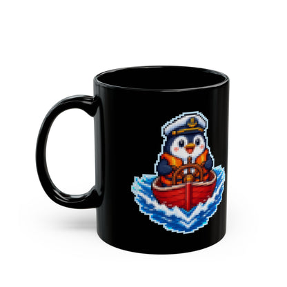 Wakewing – Kelvin Wake pixel-art physics mug, black ceramic, view 4