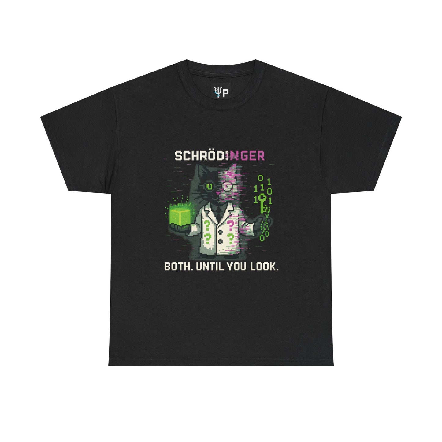 Schrödy – Quantum Superposition Tee - Unisex Heavy Cotton Shirt for Sci-Fi Fans - PixelatedPhysics