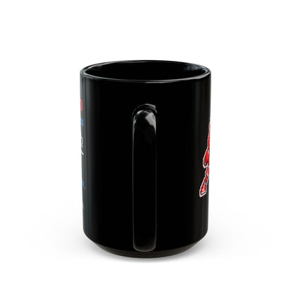 Coulombo – Coulomb’s Law pixel-art physics mug, black ceramic, view 8