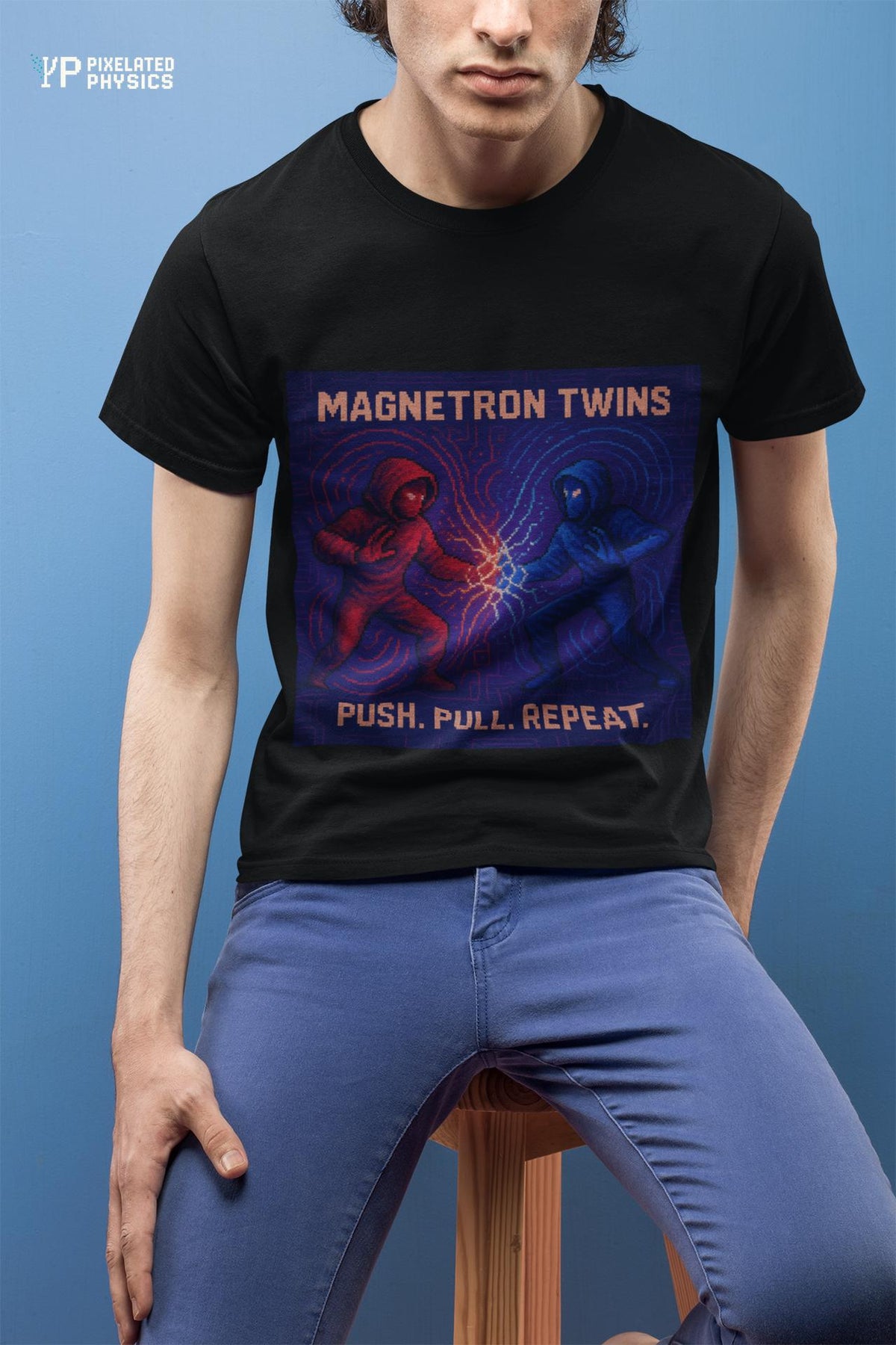 Magnetron Twins – Electromagnetism / Polarity Lock physics T-shirt