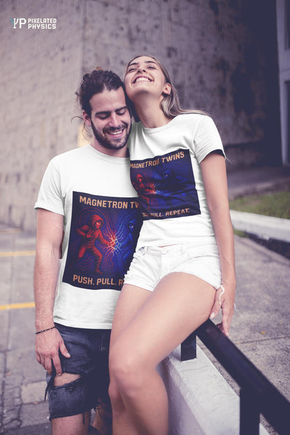 Magnetron Twins – Electromagnetism / Polarity Lock physics T-shirt