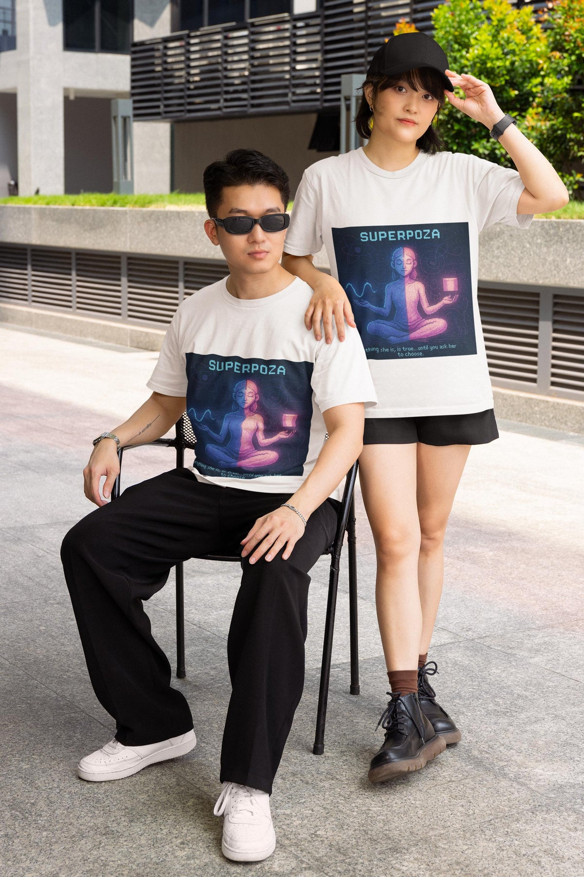 Superpoza – Quantum Superposition physics T-shirt