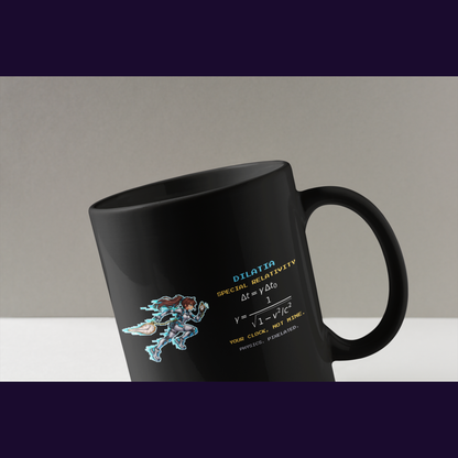 Dilatia physics mug, close-up