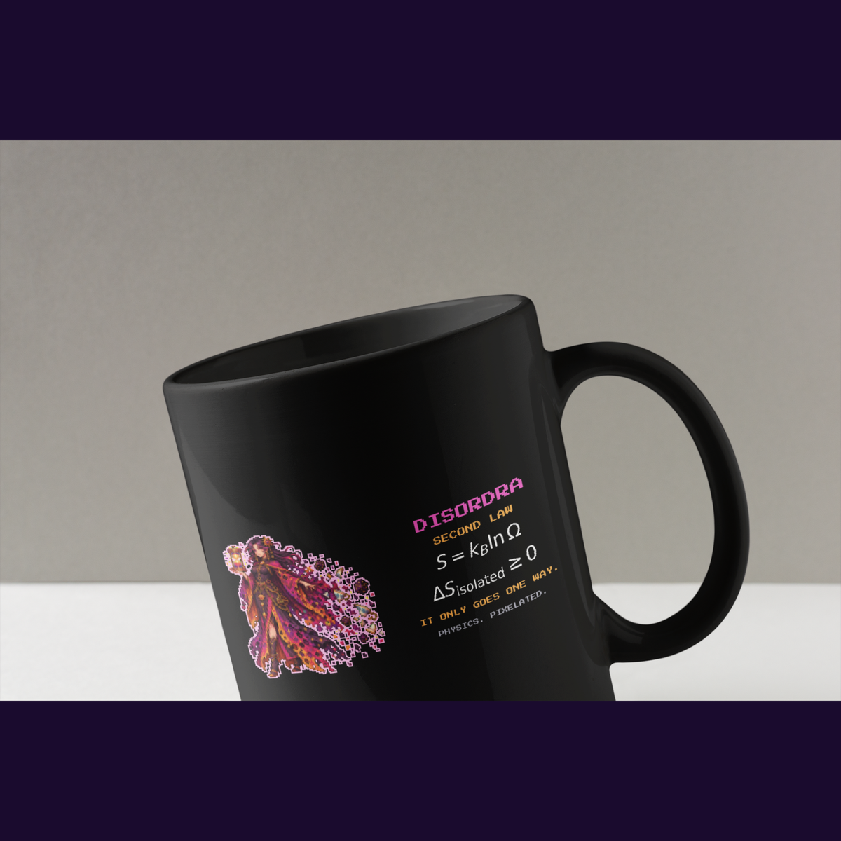 Disordra physics mug, close-up