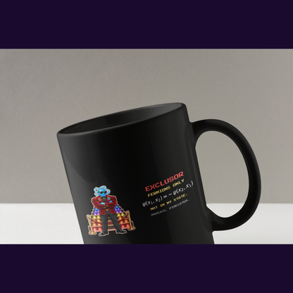 Exclusor physics mug, close-up