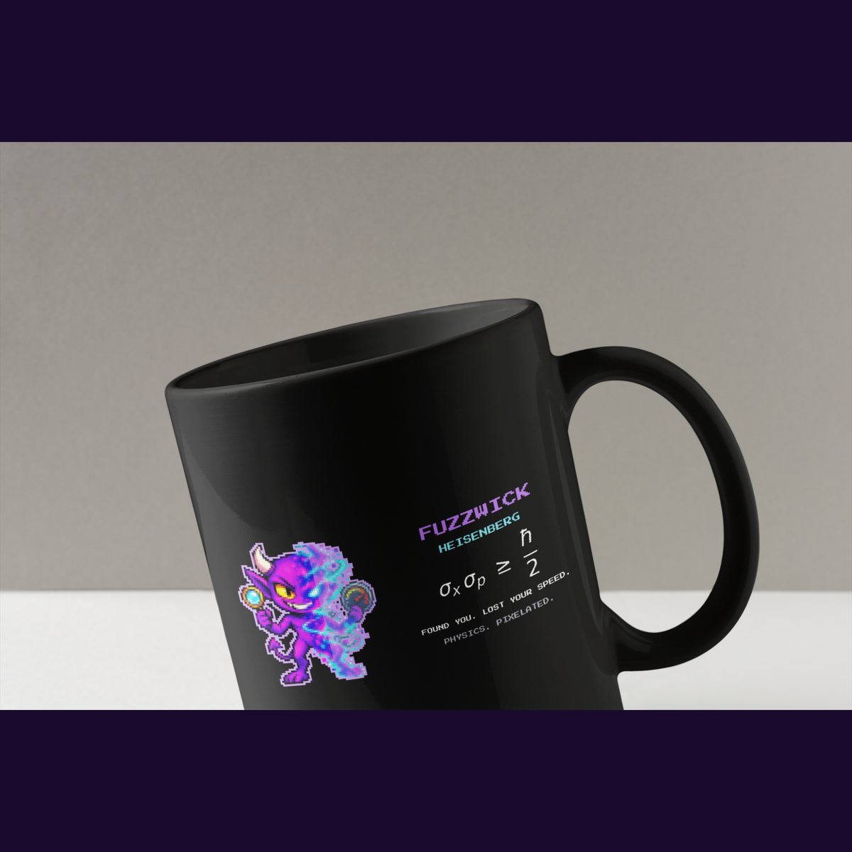 Fuzzwick physics mug, close-up