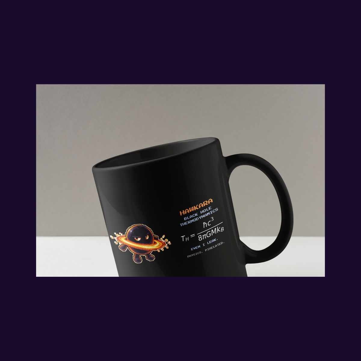 Hawkara physics mug, close-up