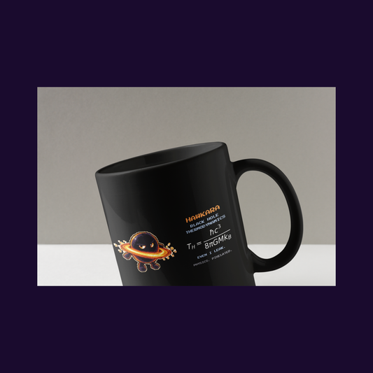 Hawkara physics mug, close-up
