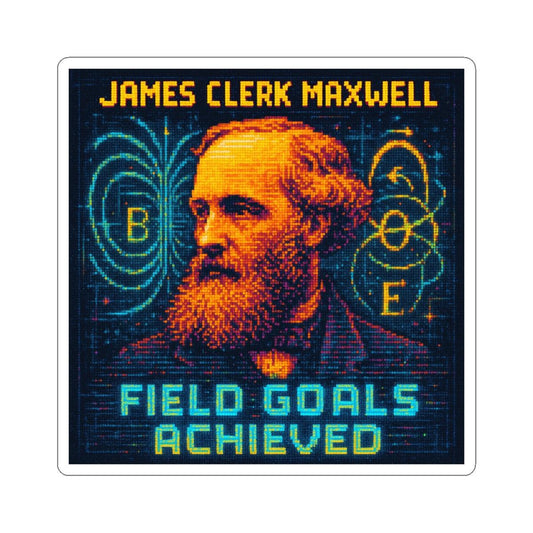 James Clerk Maxwell pixel-art physics sticker – electromagnetism