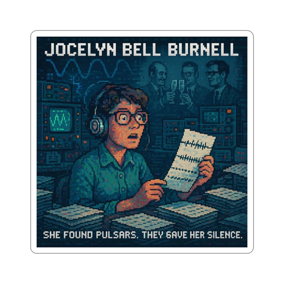 Jocelyn Bell Burnell pixel-art physics sticker – pulsars