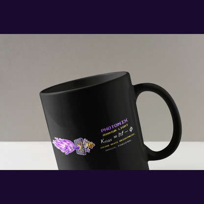 Photonix physics mug, close-up