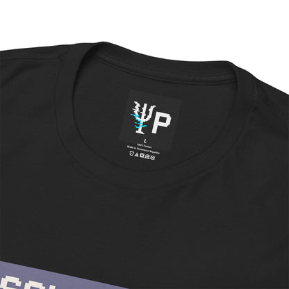 Pixelated Physics neck label inside the black Absolute Zero physics T-shirt