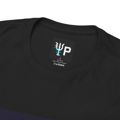 Pixelated Physics neck label inside the black Anti-Matter Entity physics T-shirt